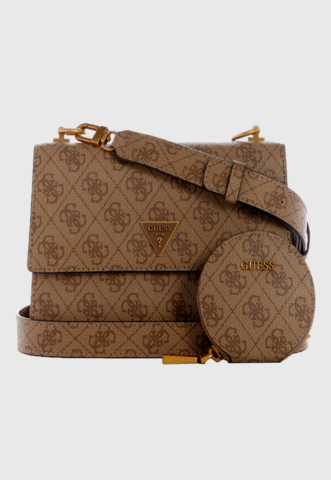 Cartera Alexie Crossbody Flap Ltl Café Guess-0