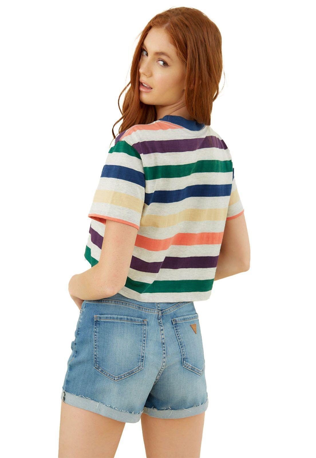 Polera Guess Ss Multicolor Stripe Crop Tee-3