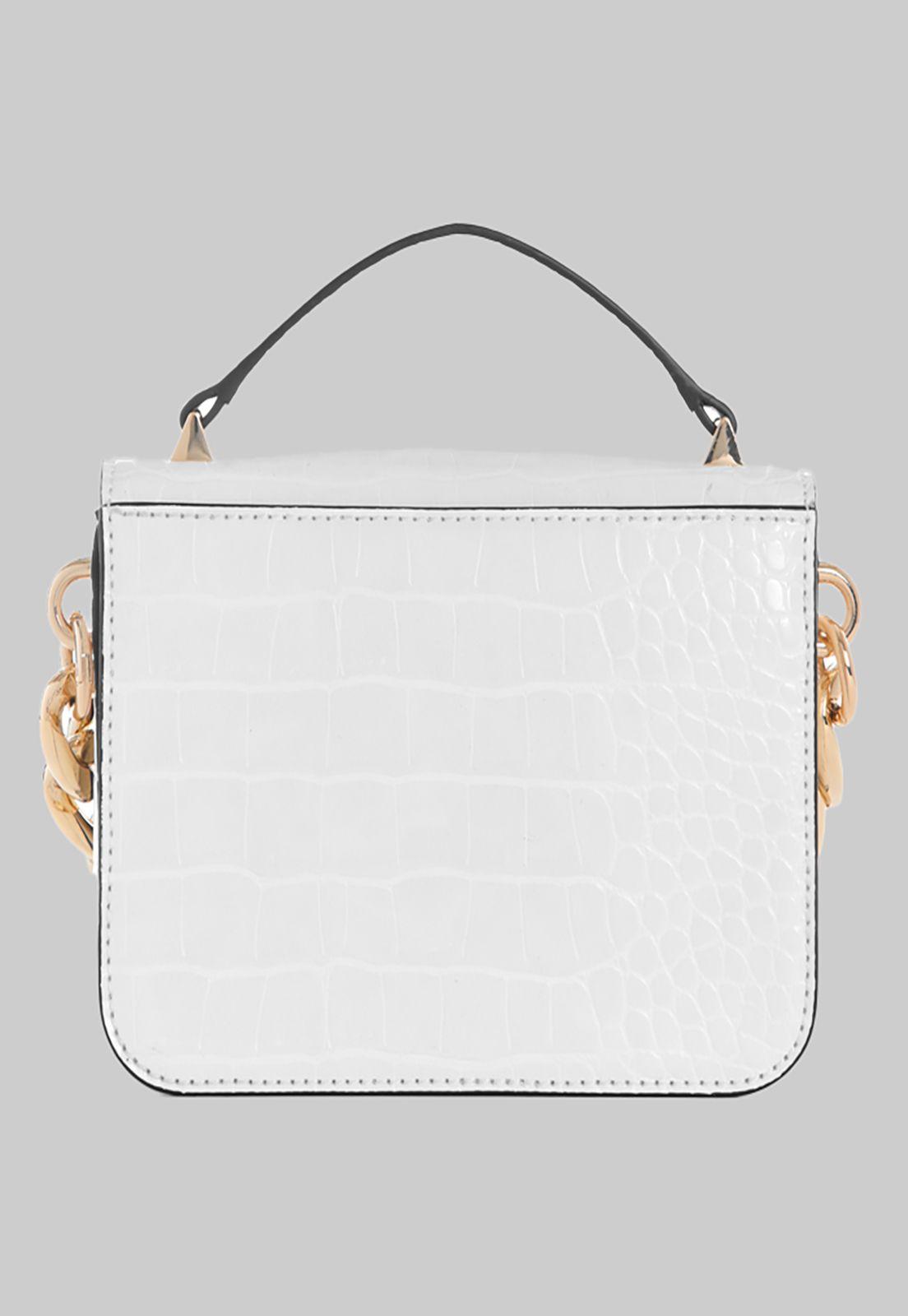 Mini Cartera Guess Retour Mini Top Handle Flap Whi Blanco-2