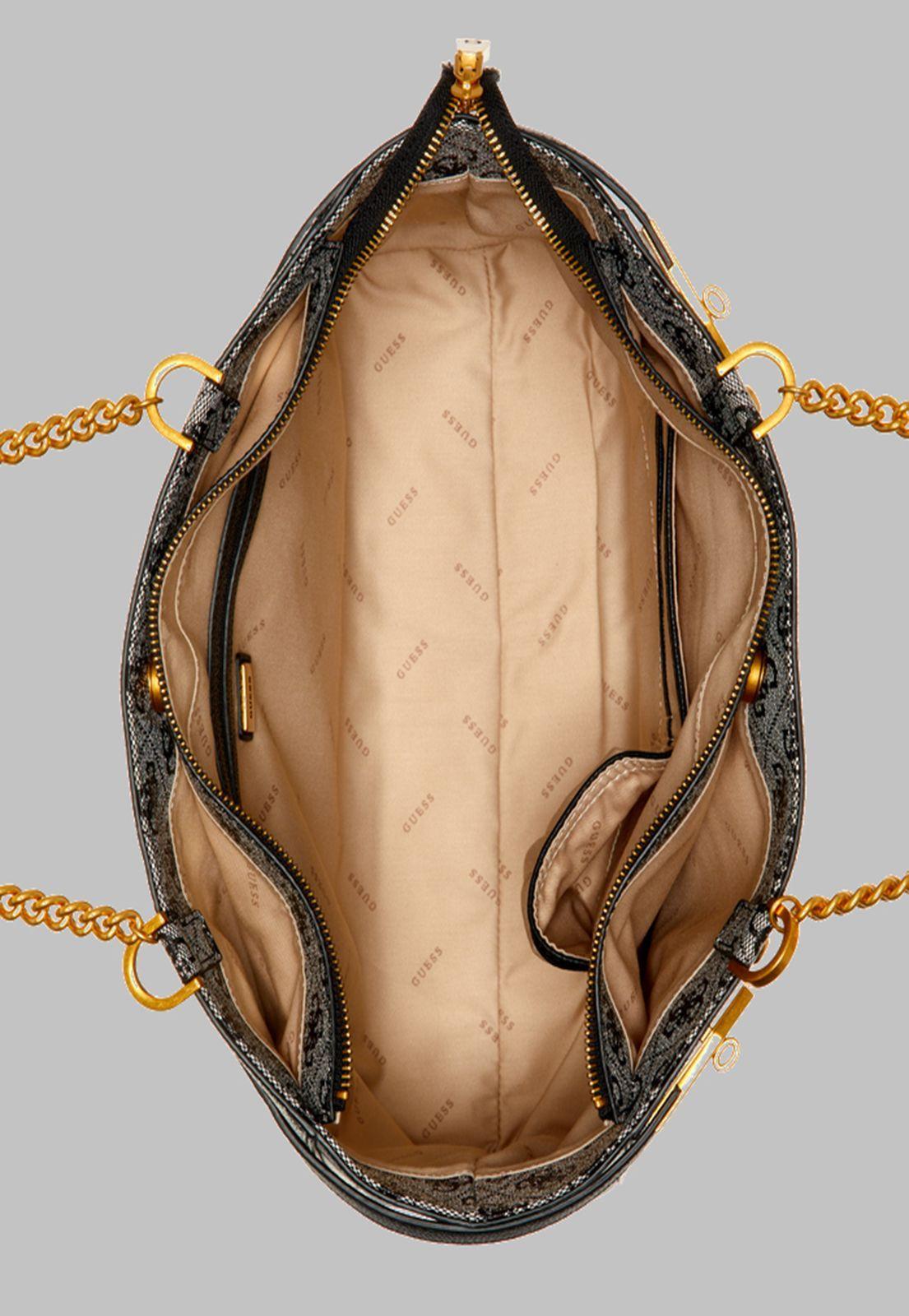 Cartera Guess Zadie Logo Girlfriend Tote Blo Carbon-3