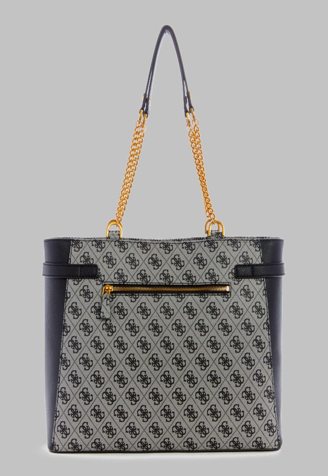 Cartera Guess Zadie Logo Girlfriend Tote Blo Carbon-2