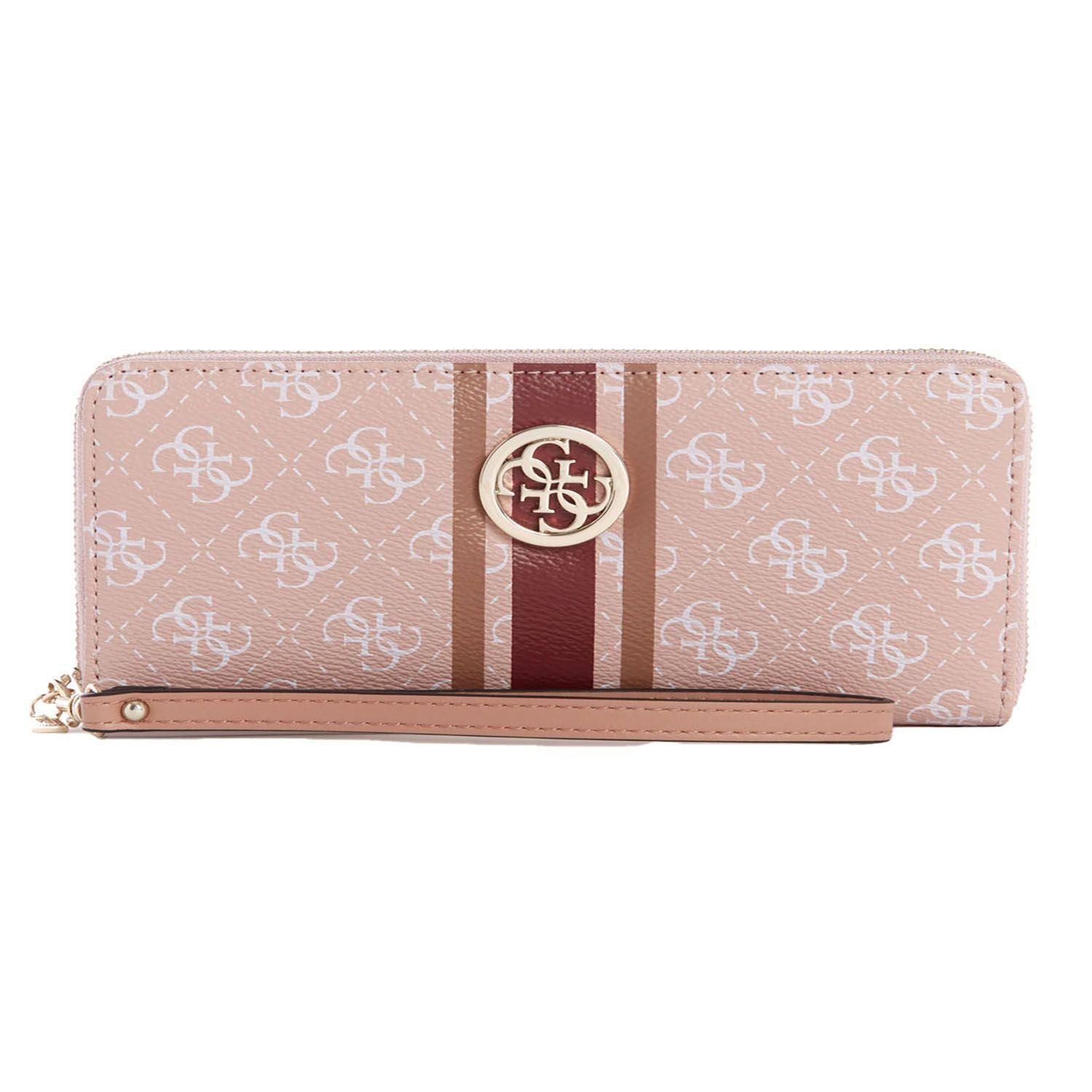 Billetera Guess Jensen Slg Large Zip Around Ros Rosado Tu-0