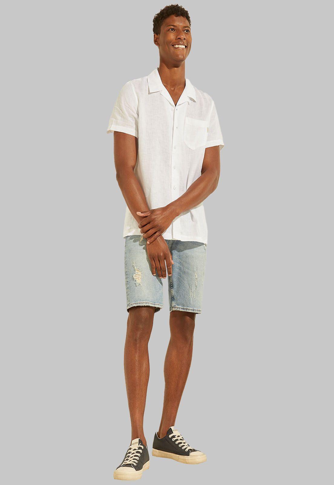 Camisa Ss Camp Linen Shirt F0E1 Guess-1