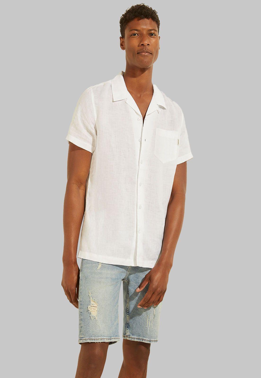 Camisa Ss Camp Linen Shirt F0E1 Guess-0