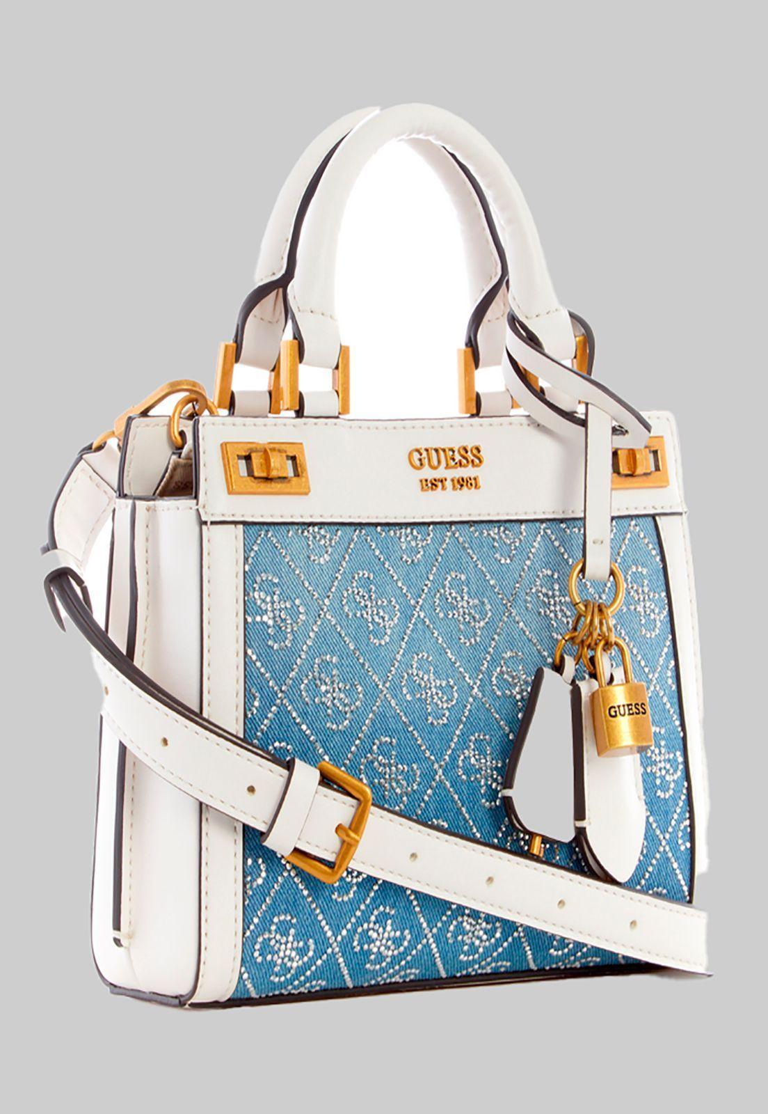 Mini Cartera Katey Mini Satchel Blu Azul Guess-1