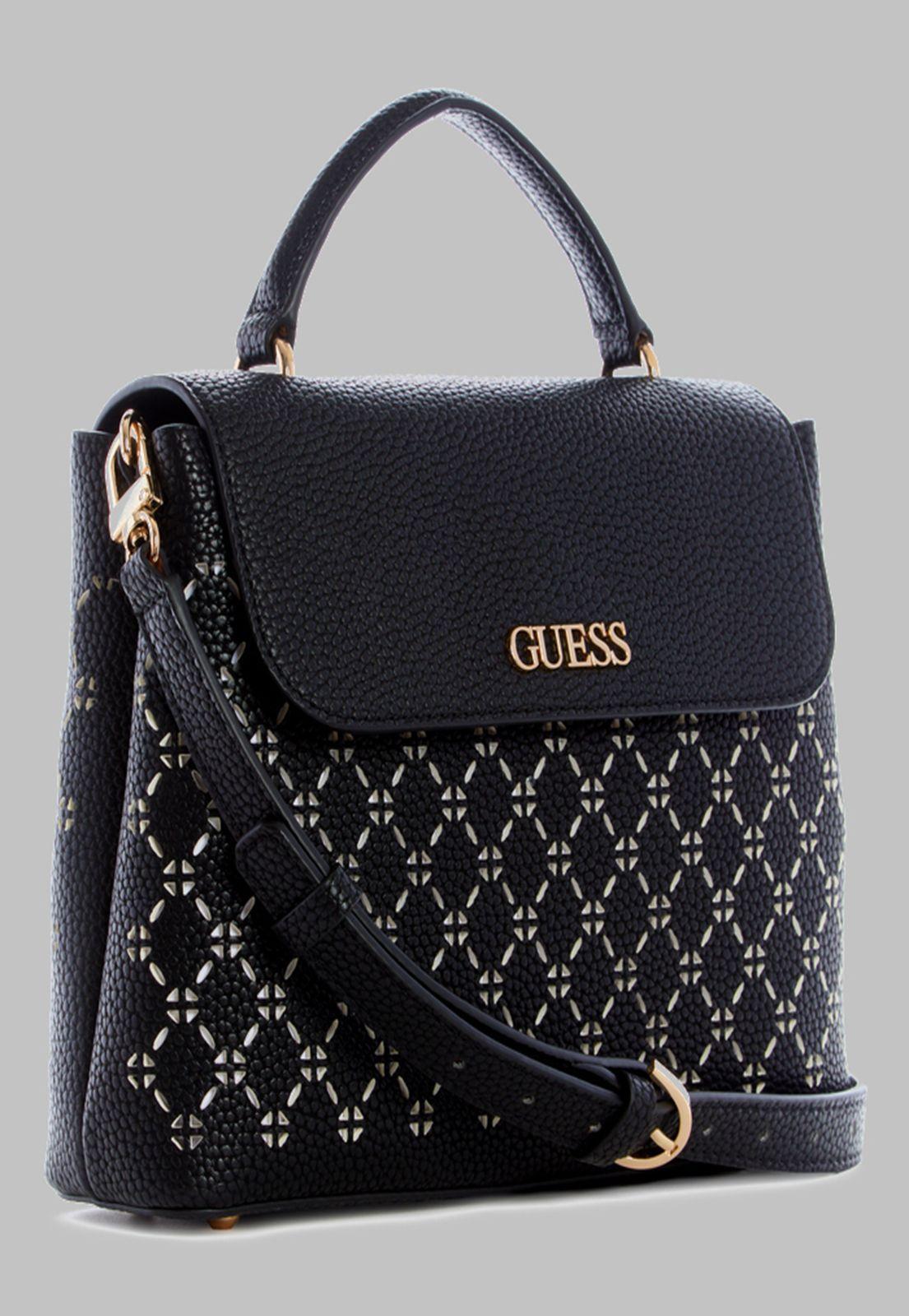 Cartera Guess Amara Top Handle Flap Bla Negro-1