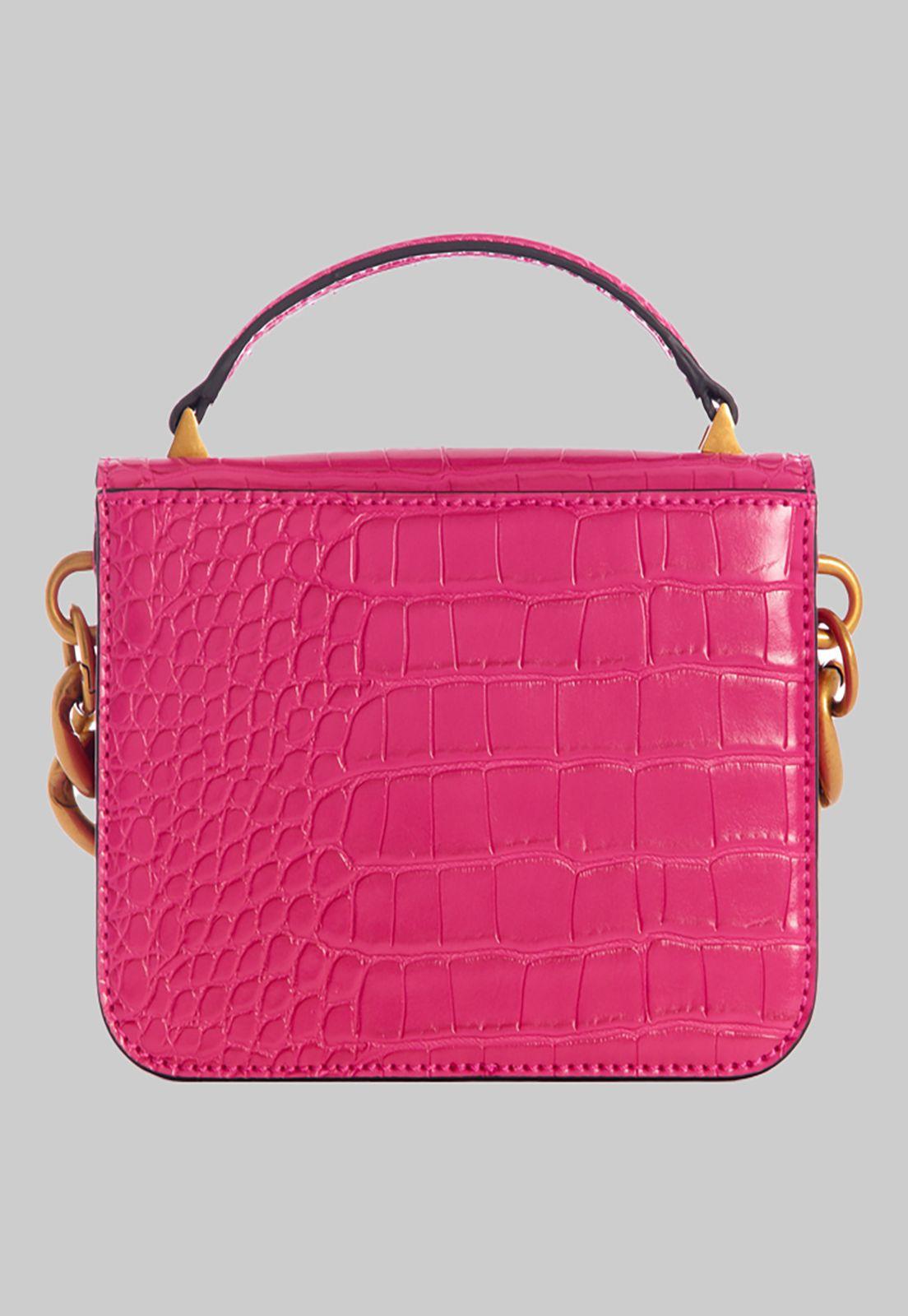 Mini Cartera Guess Retour Mini Top Handle Flap Mag Rosado-2