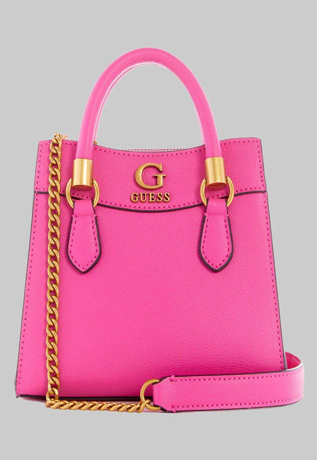 Mini Cartera Guess Nell Mini Satchel Fuc Rosado-0