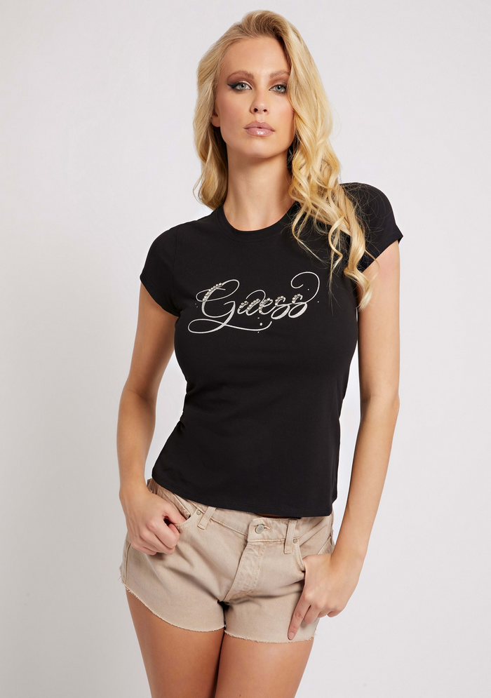 Polera Guess Ss Glitzy Logo R4 JBLK NEGRO-1