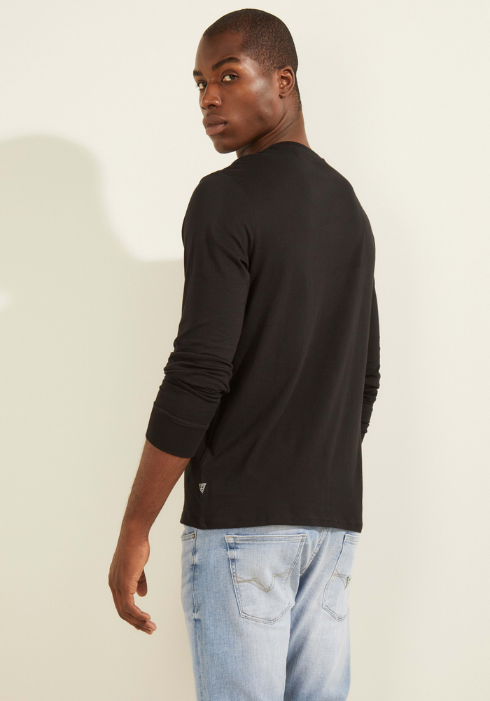 Polera Guess Ls Bsc Ny Tiger Tee Jblk Negro-2