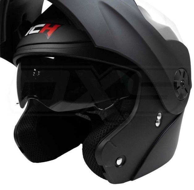 Casco moto ich 3110 solid n.m abatible con sun visor certificación dot 3cv-2