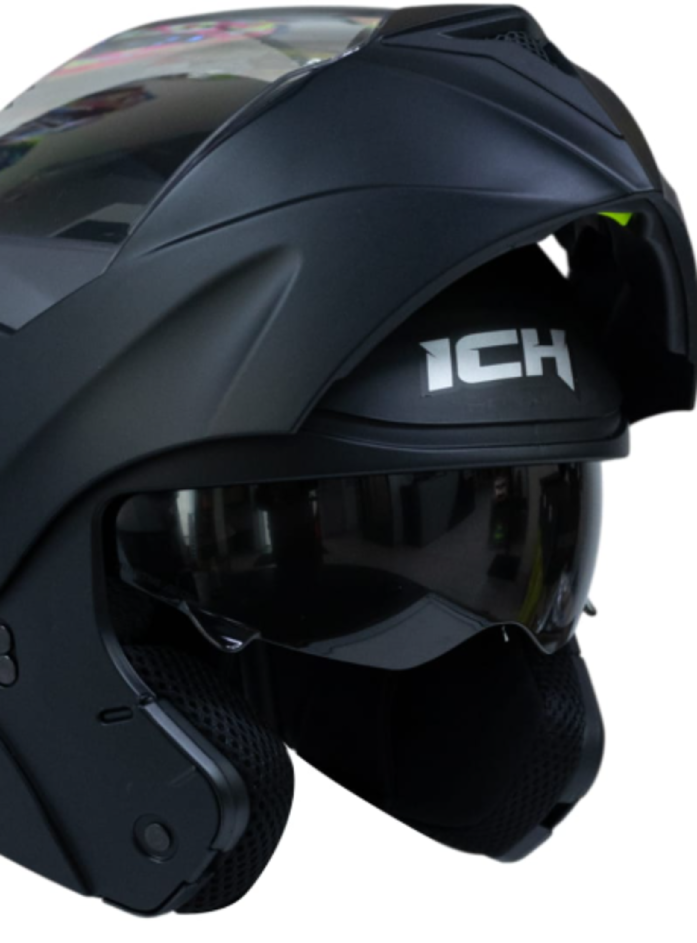 Casco moto ich 3110 junior solid ng mate abatible con sun visor certificación dot-2