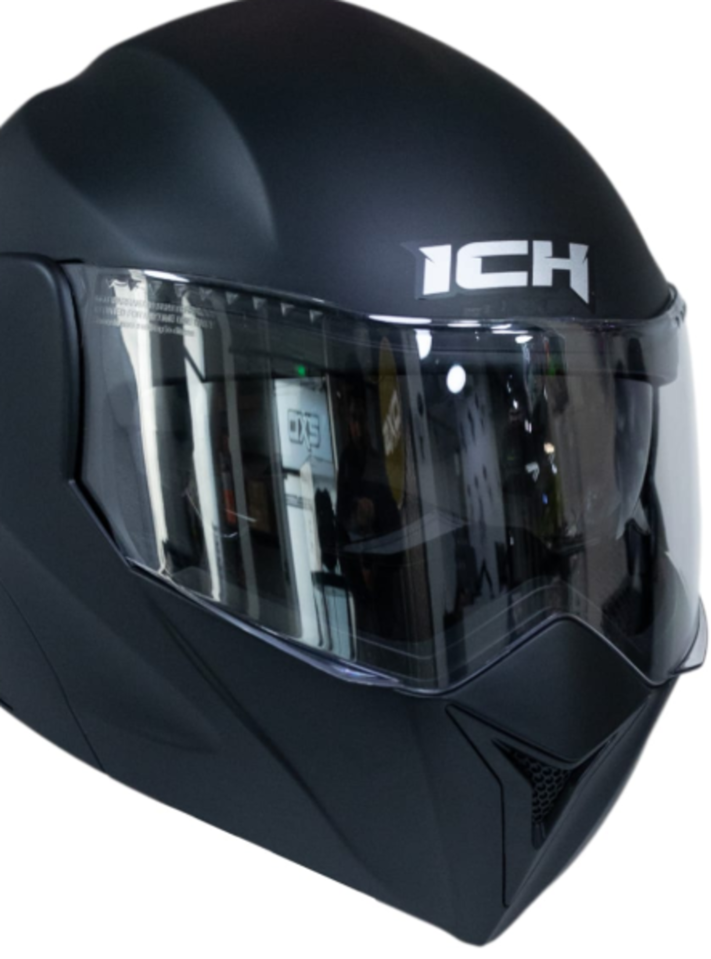 Casco moto ich 3110 junior solid ng mate abatible con sun visor certificación dot-3