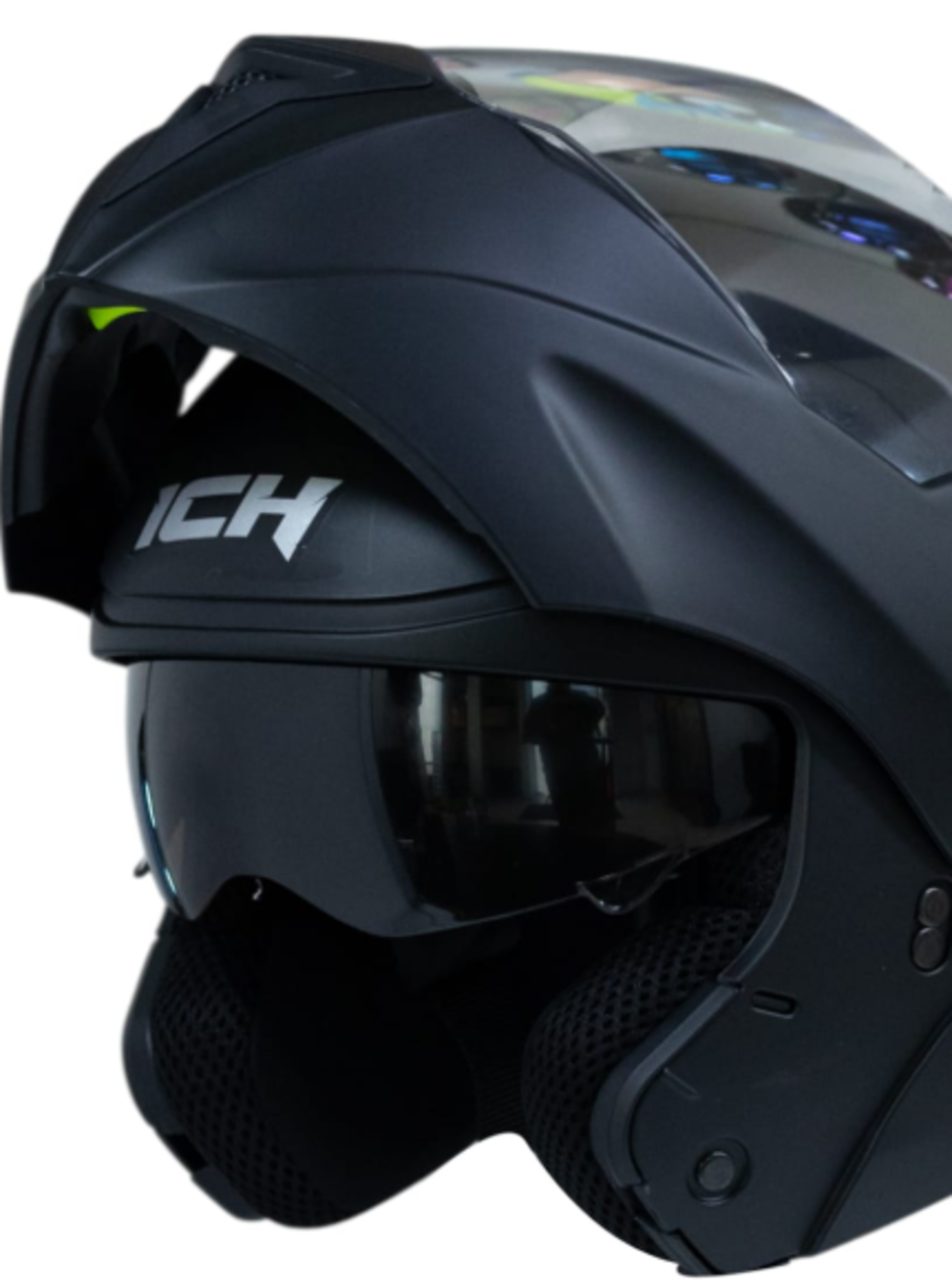 Casco moto ich 3110 junior solid ng mate abatible con sun visor certificación dot-4