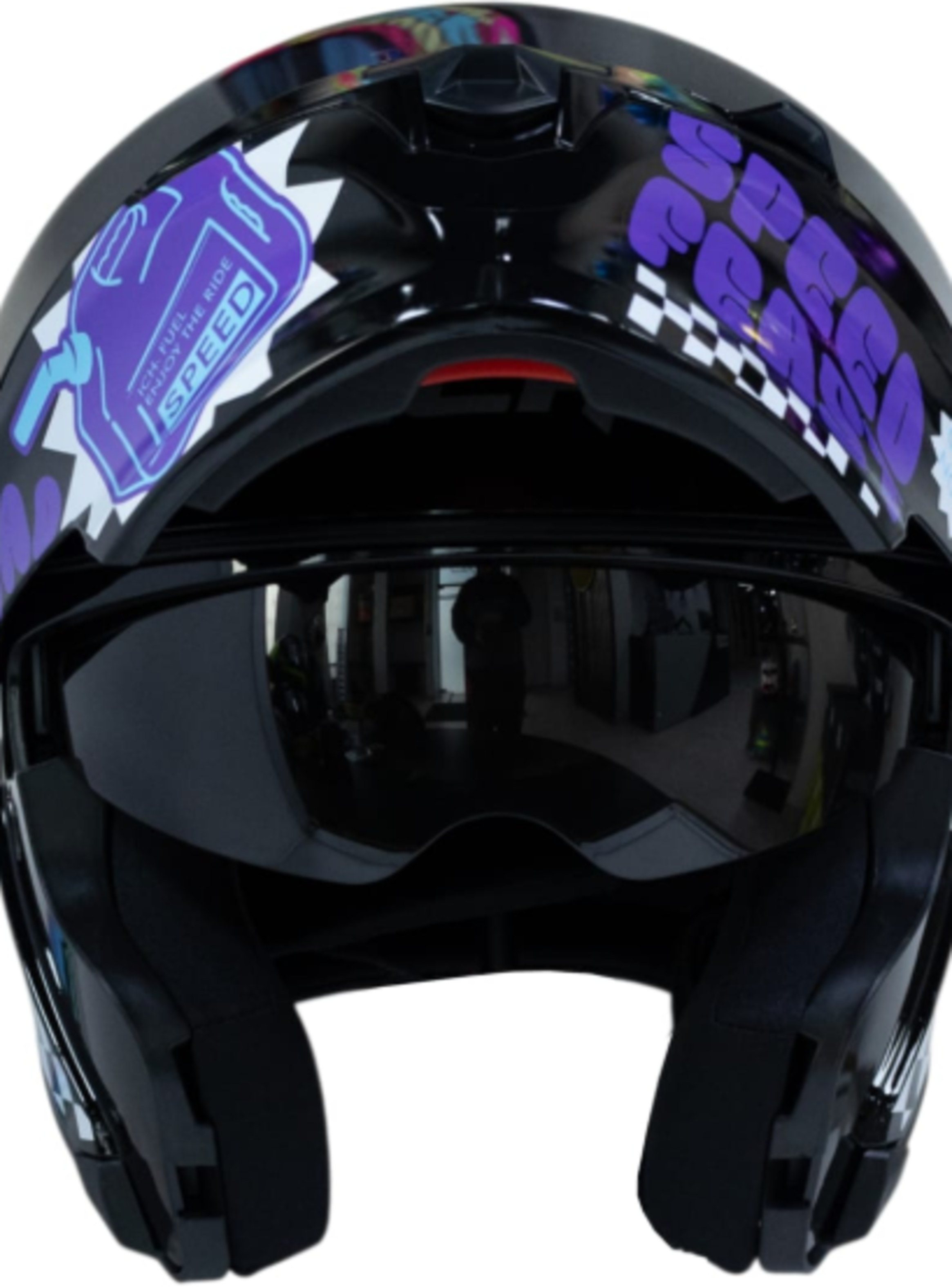 Casco moto ich 3120 fifties brillo mr sm abatible con sun visor certificación dot 3cv-3