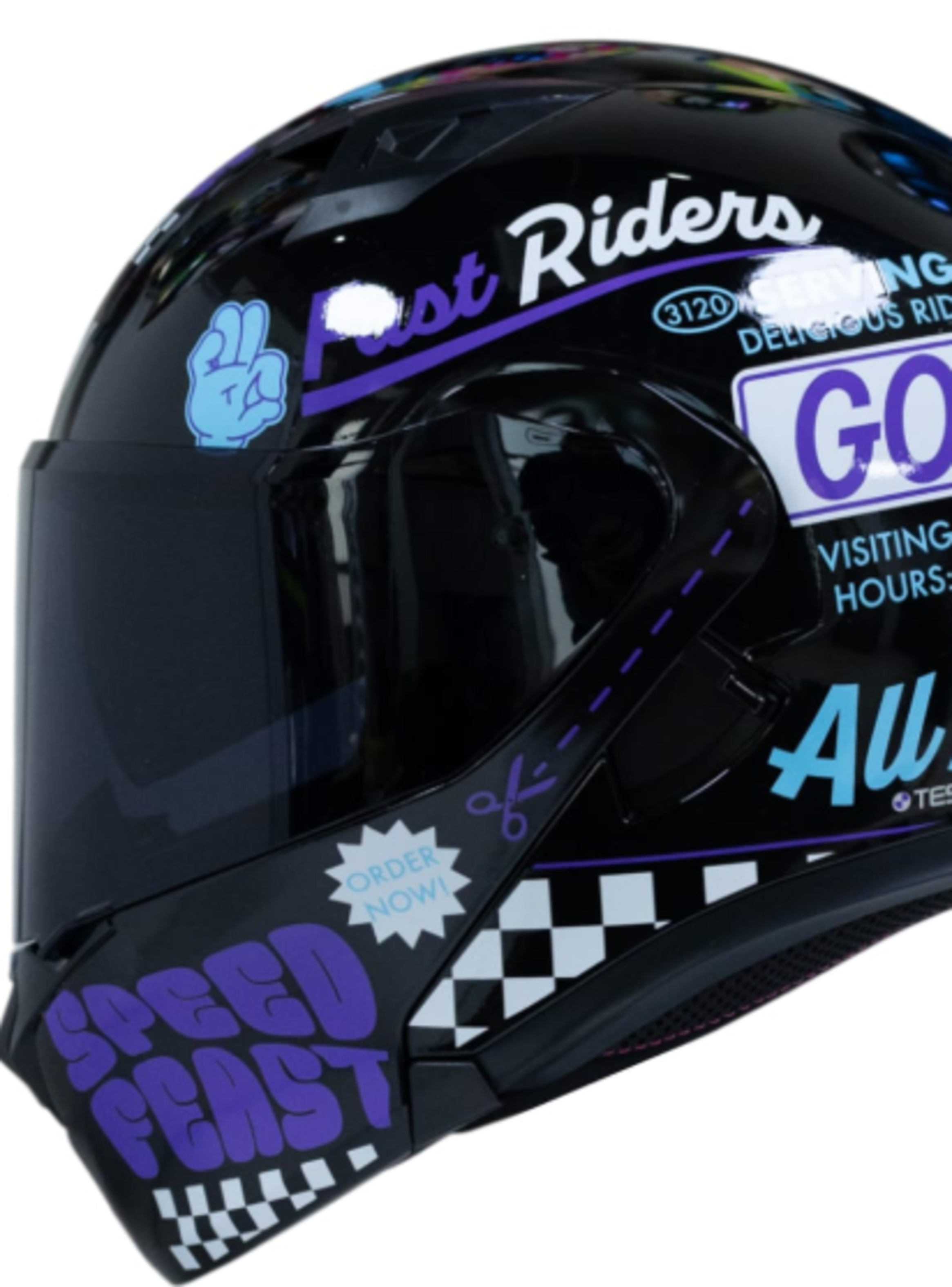 Casco moto ich 3120 fifties brillo mr sm abatible con sun visor certificación dot 3cv-5