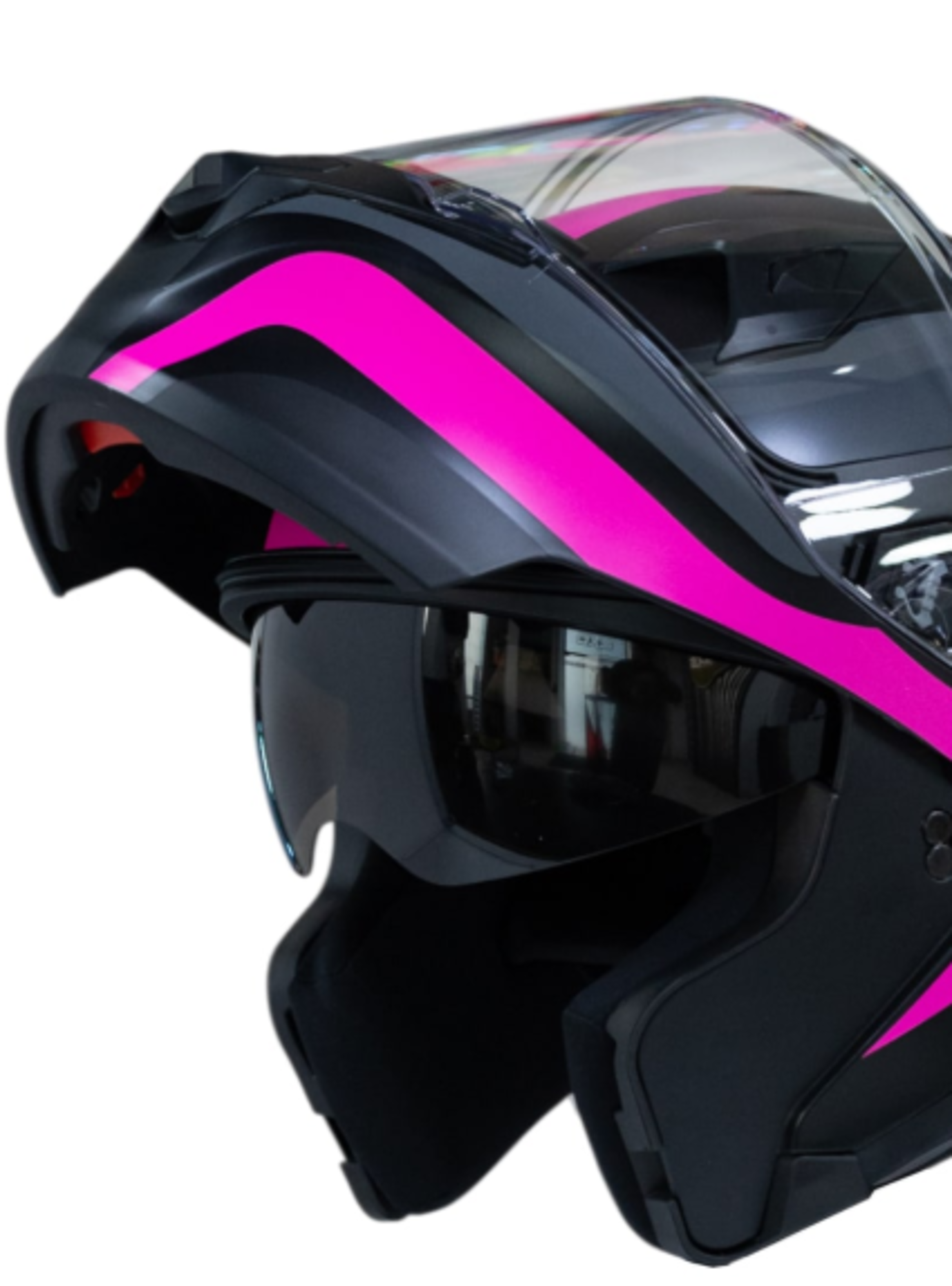 Casco moto ich 3120 further mate fc abatible con sun visor certificación dot 3cv-2