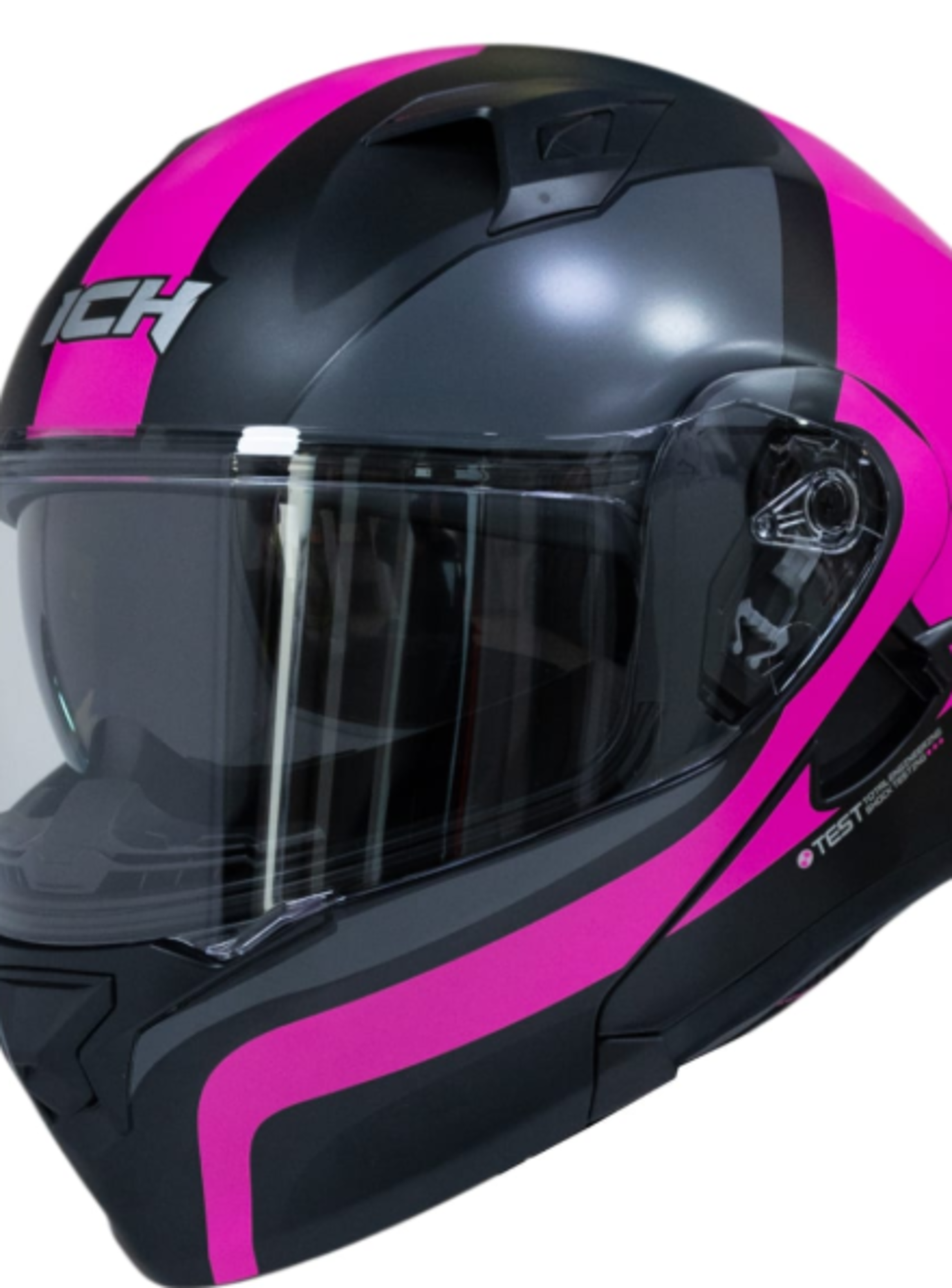 Casco moto ich 3120 further mate fc abatible con sun visor certificación dot 3cv-3
