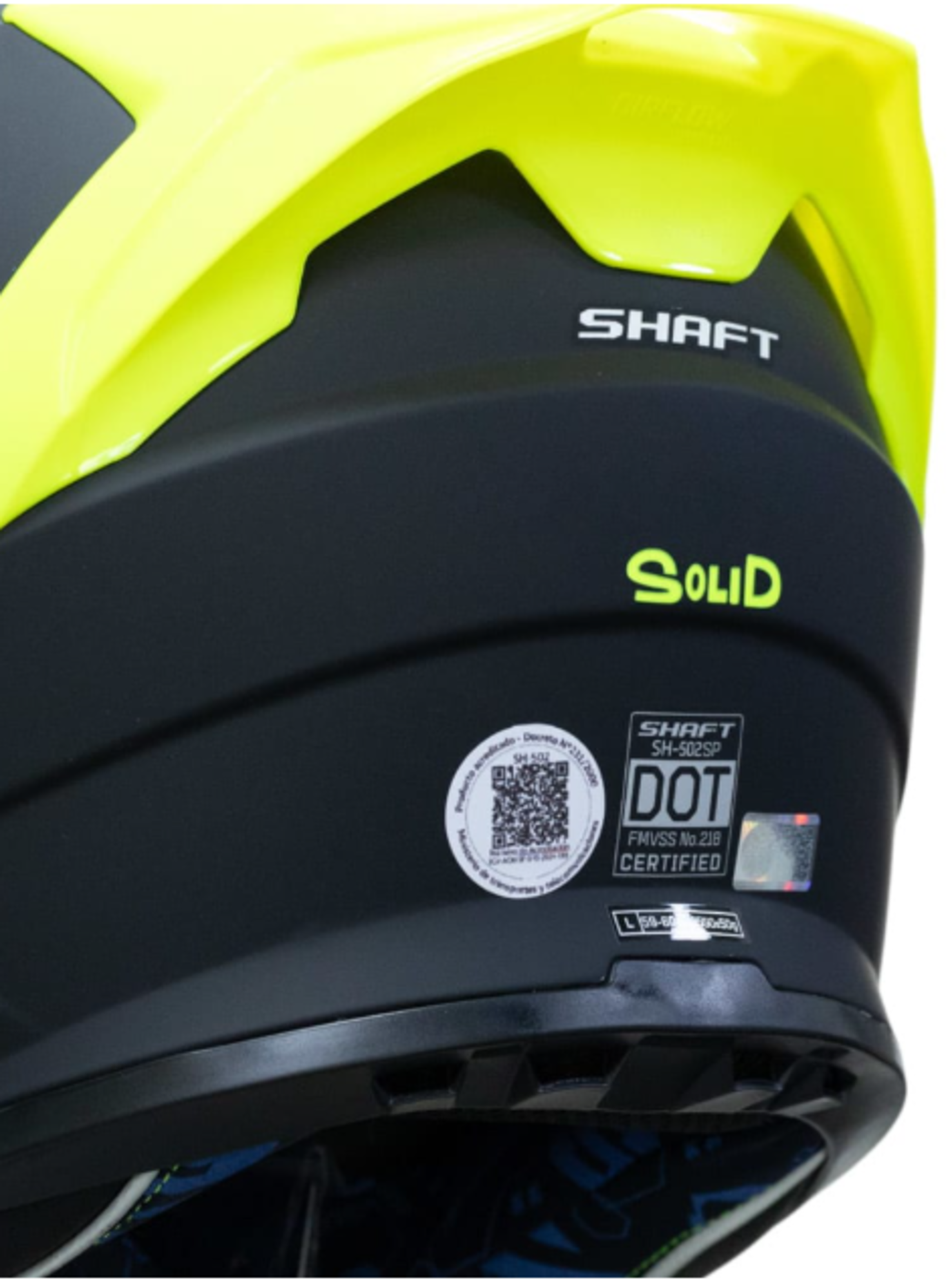 casco moto shaft 502sp solid ng neon yellow integral normal dot acreditado-5