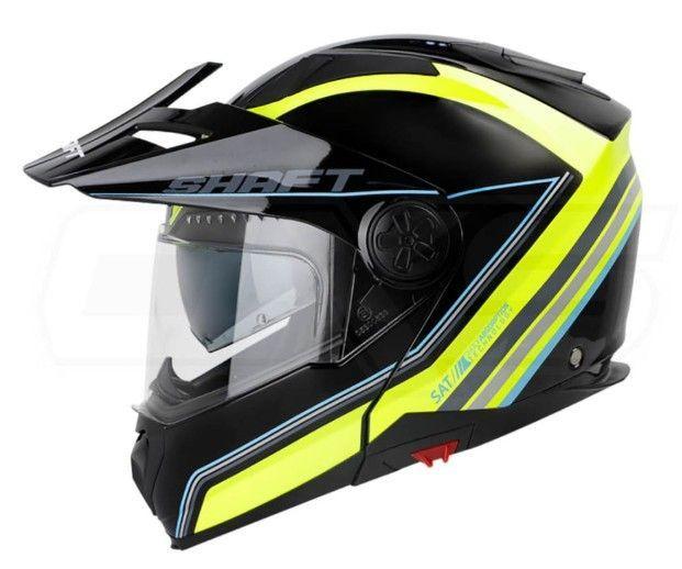 Casco Moto Shaft 3700dv Dual Abatible Barrier Amarillo Negro Azul-3