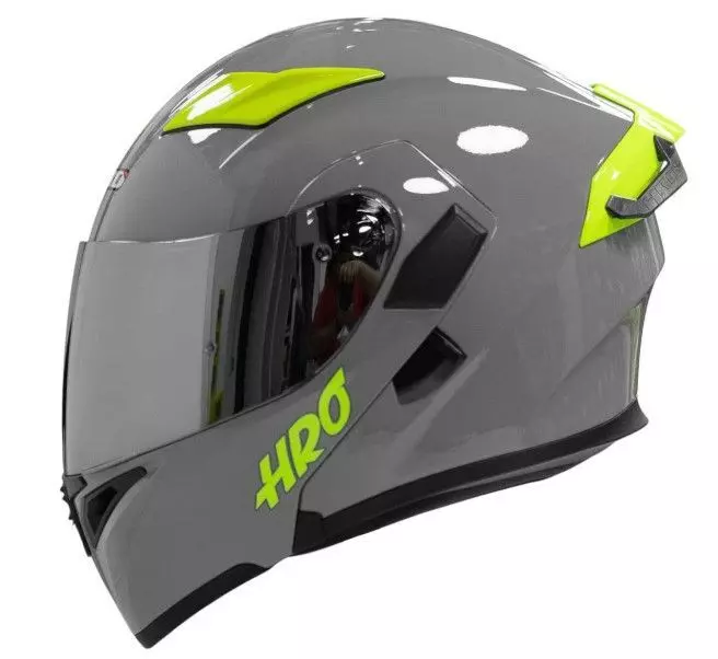 Casco Moto Hro 3400dv solid gris brillo Abatible Sun Visor Certificación Dot-1