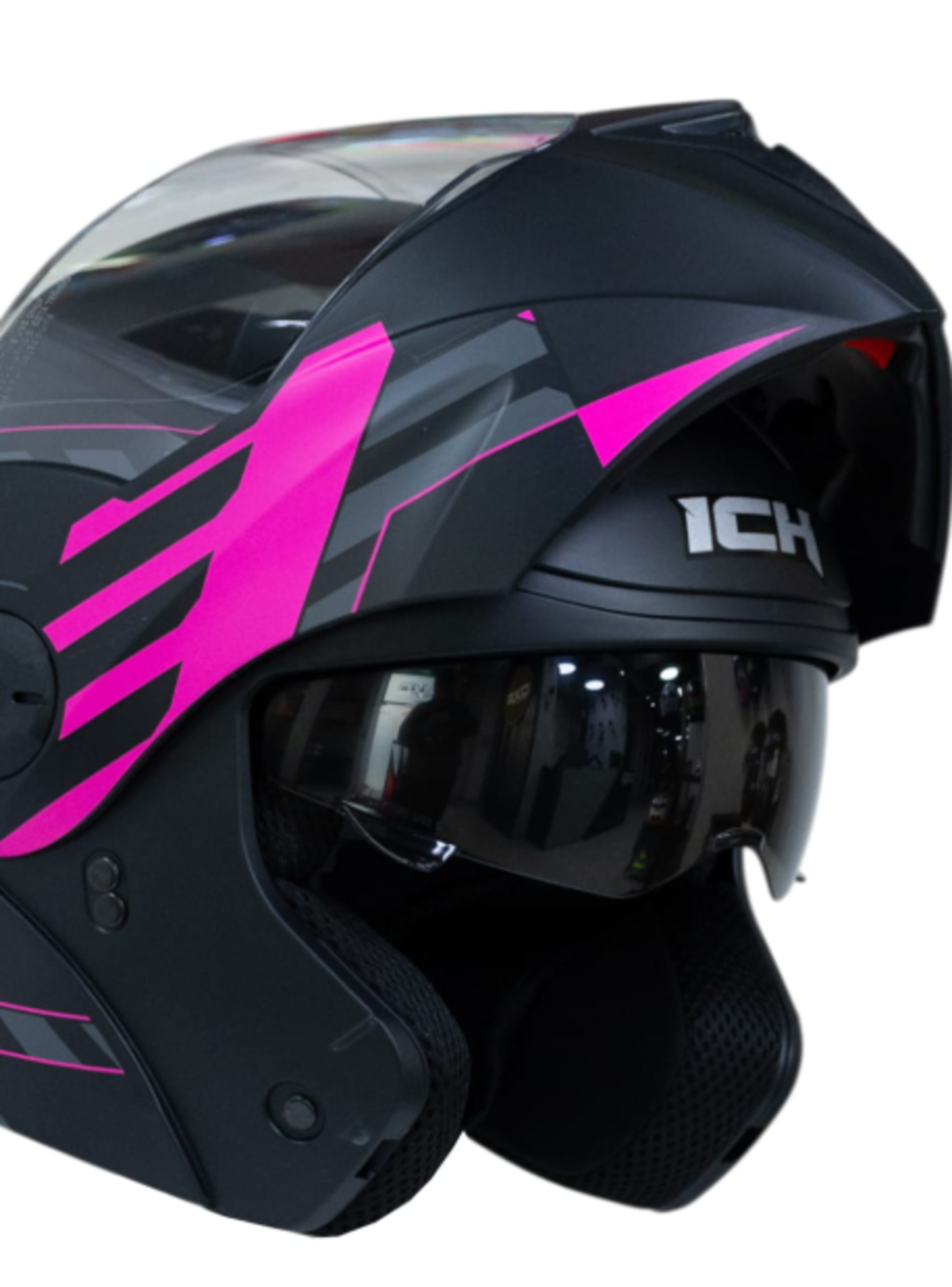 Casco moto ich 3110 cicu fc abatible con sun visor certificación dot 3cv-2