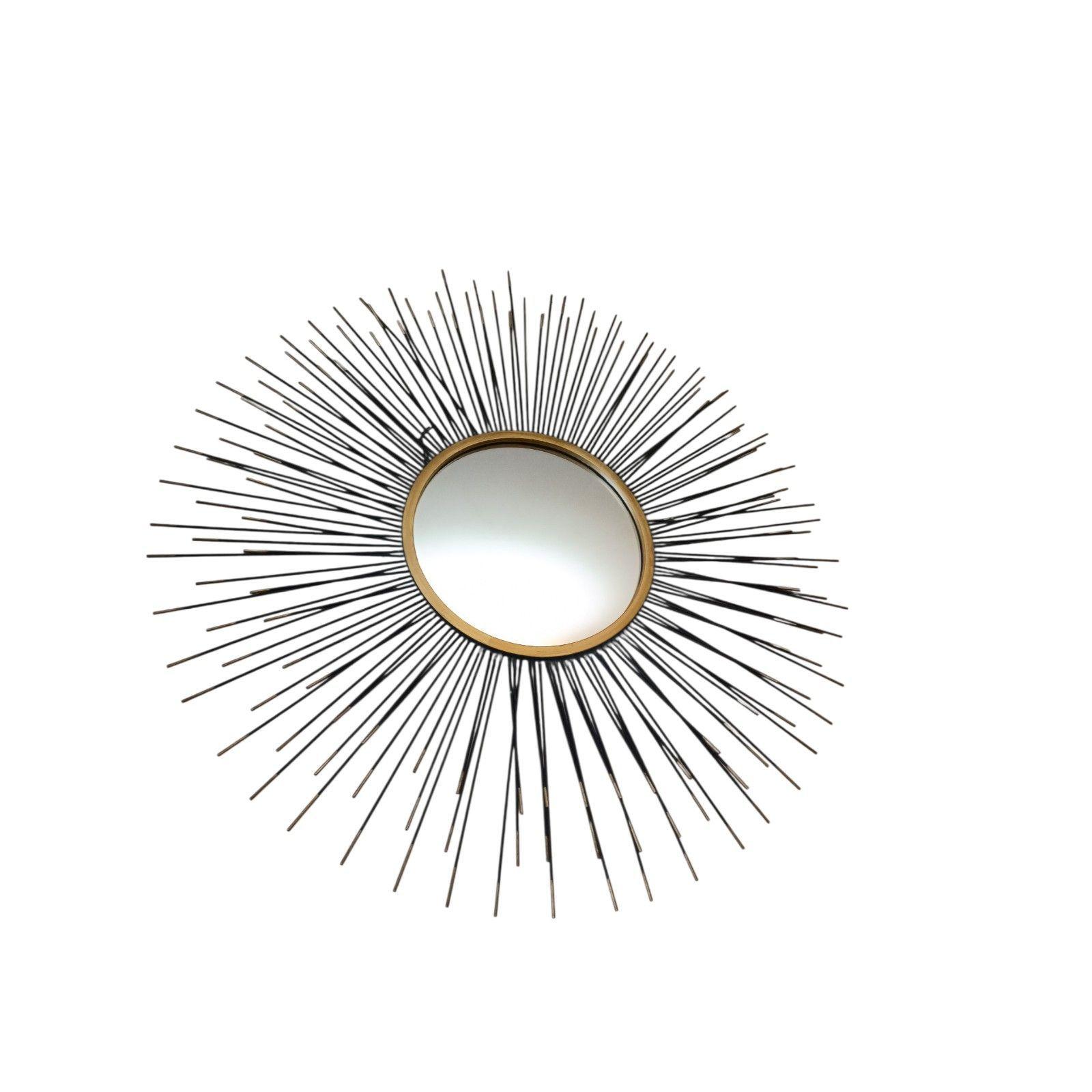 ESPEJO PARED SOL METALICO NEGRO  CON DORADO-2
