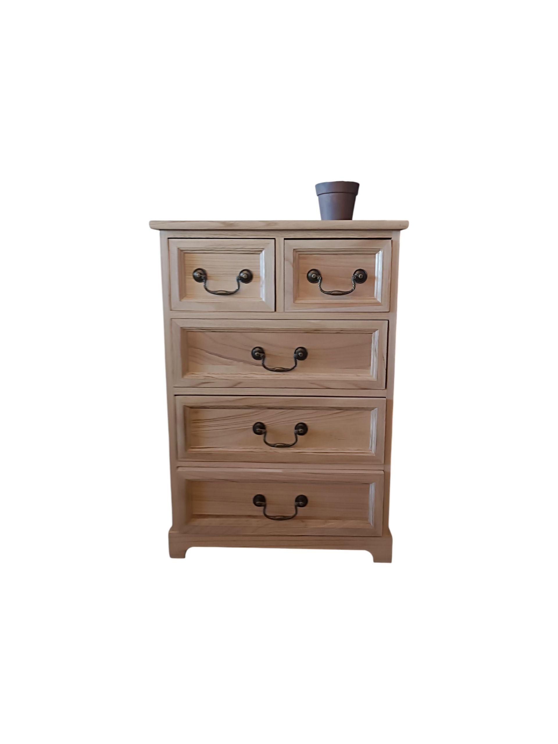 MUEBLE MADERA FUNCIONAL COLOR NATURAL 5 CAJONES-2