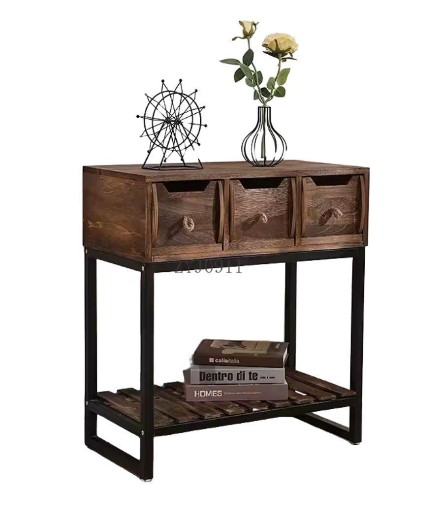 ARRIMO TRES CAJONES MADERA CON PATAS METAL-0