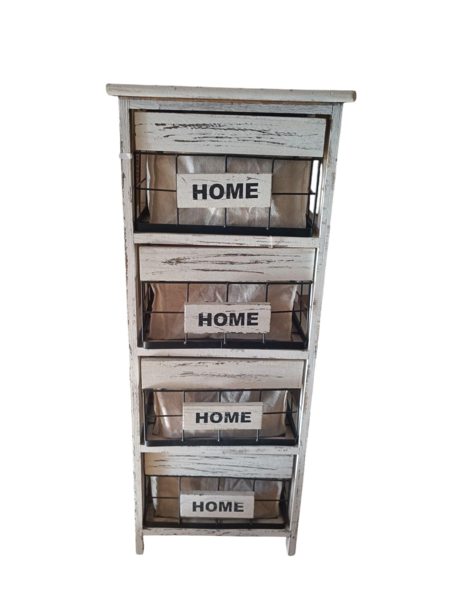 MUEBLE ORGANIZADOR 4 CANASTOS METAL CON TELA BLANCA -2