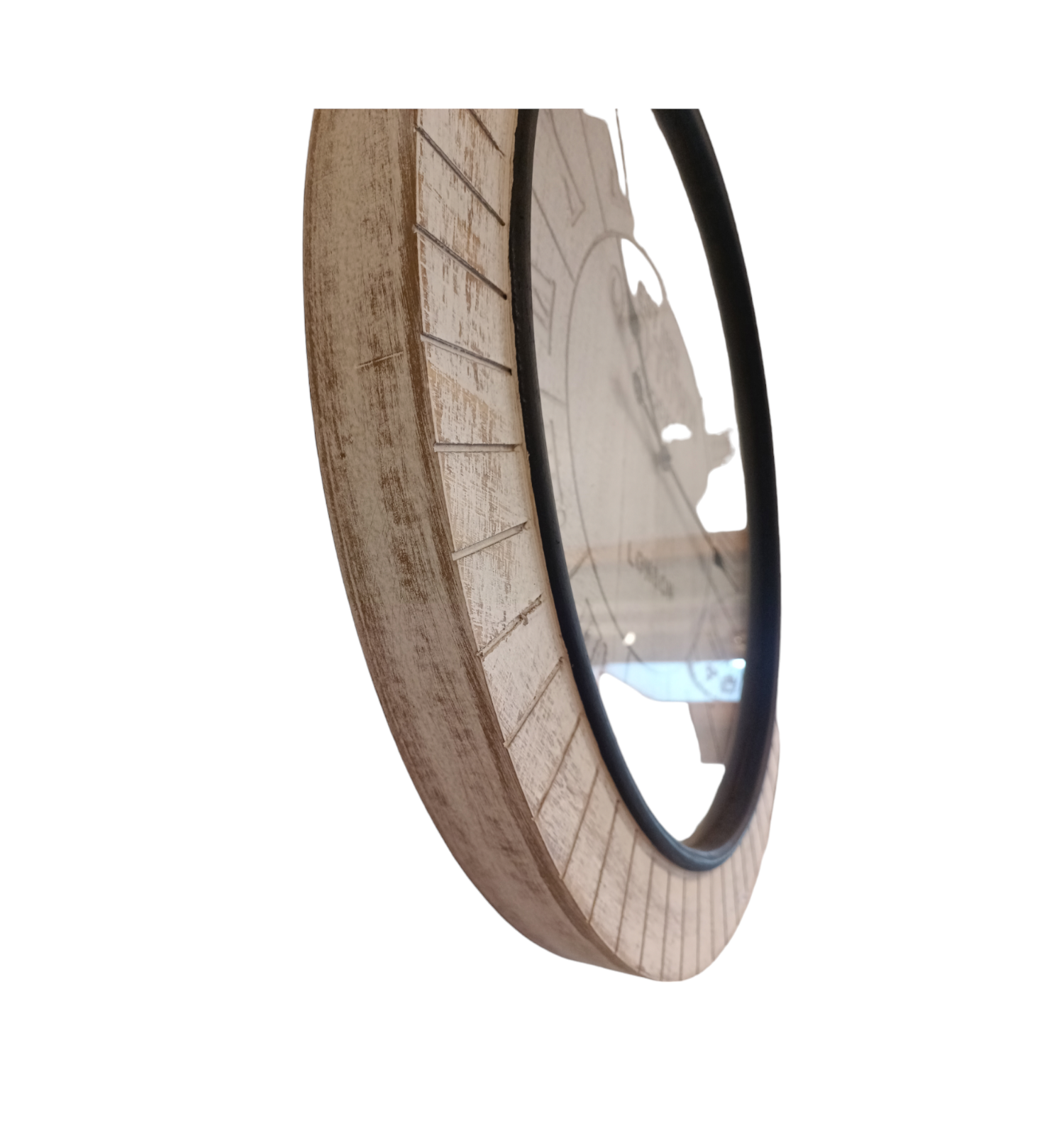 RELOJ MURAL ESTILO VINTAGE MADERA DECAPADO OLD -TOWNN-2