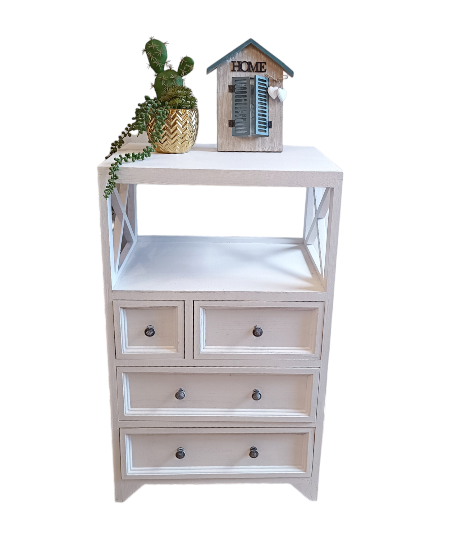 MUEBLE MADERA BLANCO SHABBY CHIC 4 CAJONES-2