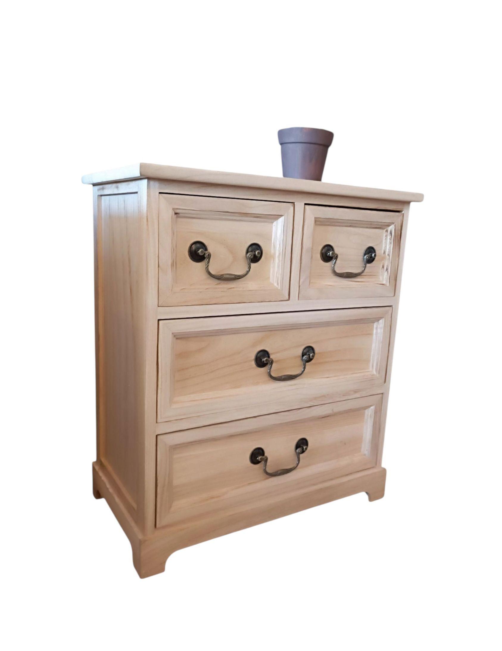 MESA DE NOCHE MADERA COLOR NATURAL 4 CAJONES-2
