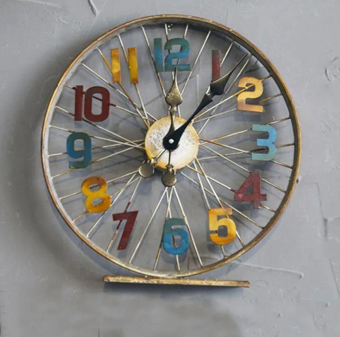 RELOJ VINTAGE METAL DISEÑO LLANTA  40 CM DIAMETRO-2