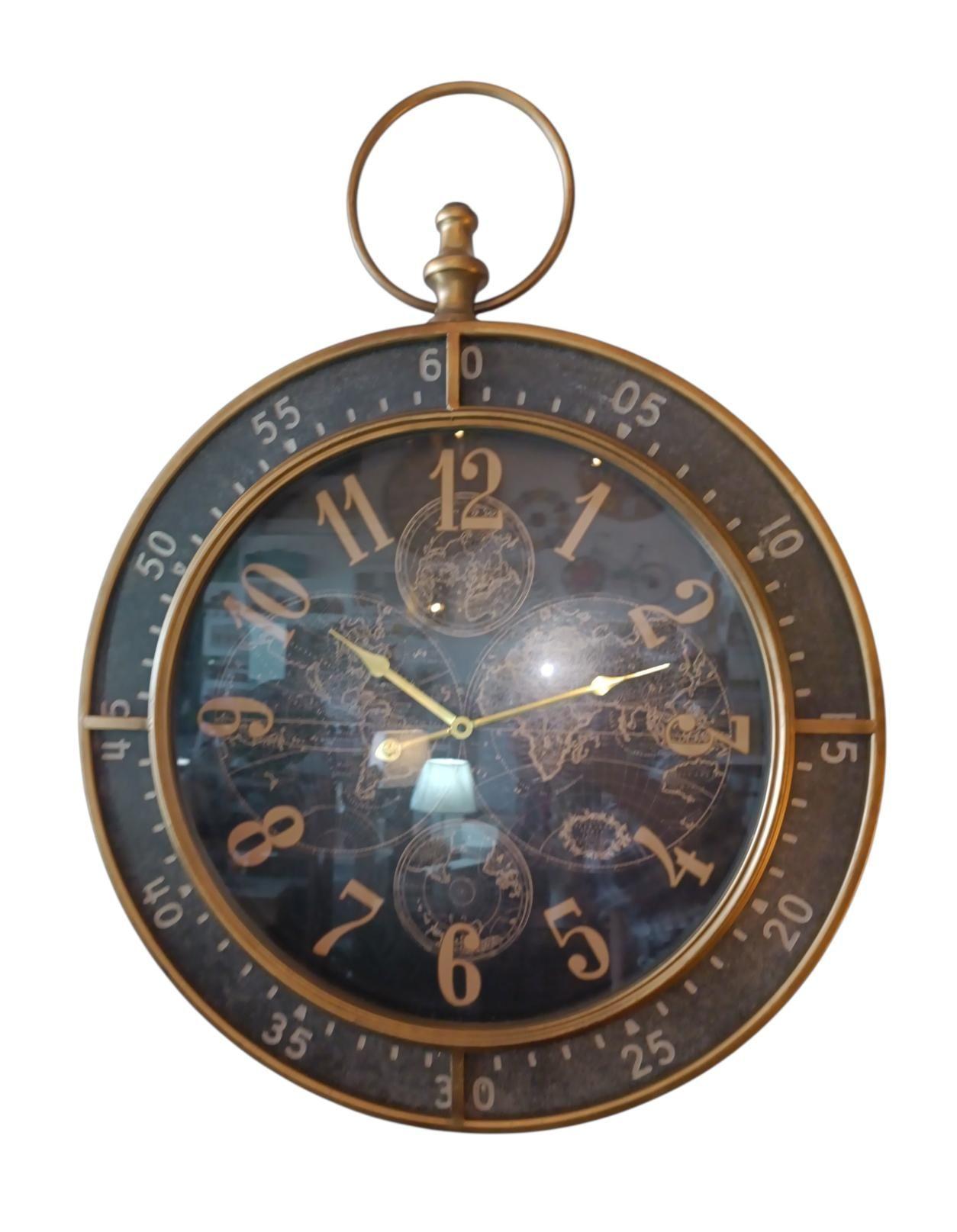 RELOJ PARED DE LUJO 60 CM METAL NEGRO CON COLOR COBRE-0