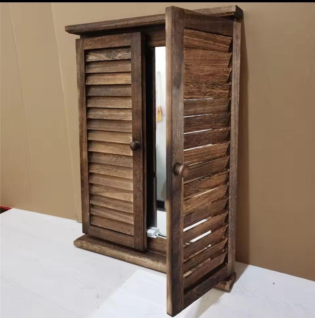 ESPEJO RECTANGULAR CON PUERTAS CELOSIA MADERA CAFE-2