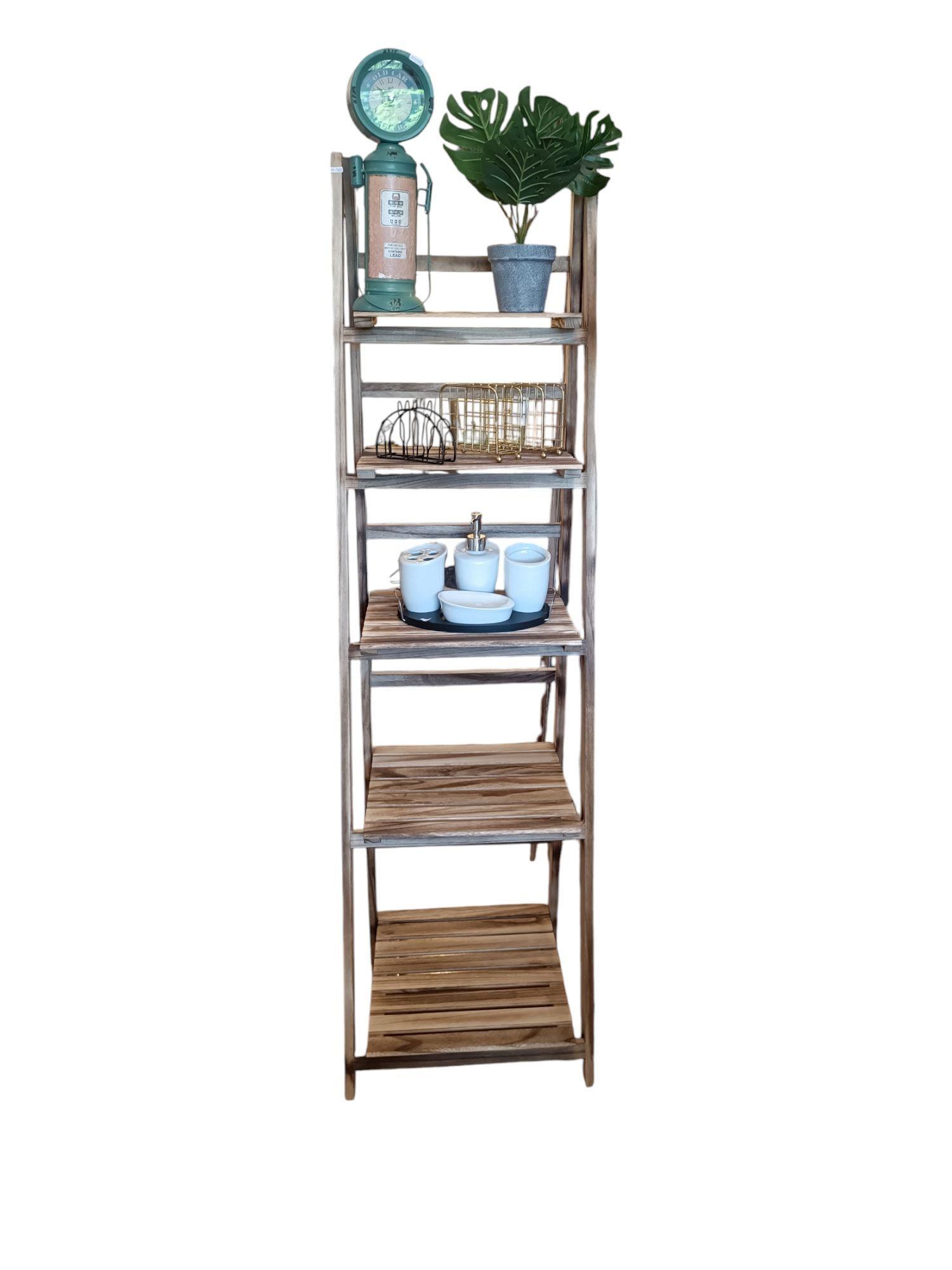 ESCALERA MADERA 5 NIVELES LIBRERO O PLANTAS-0