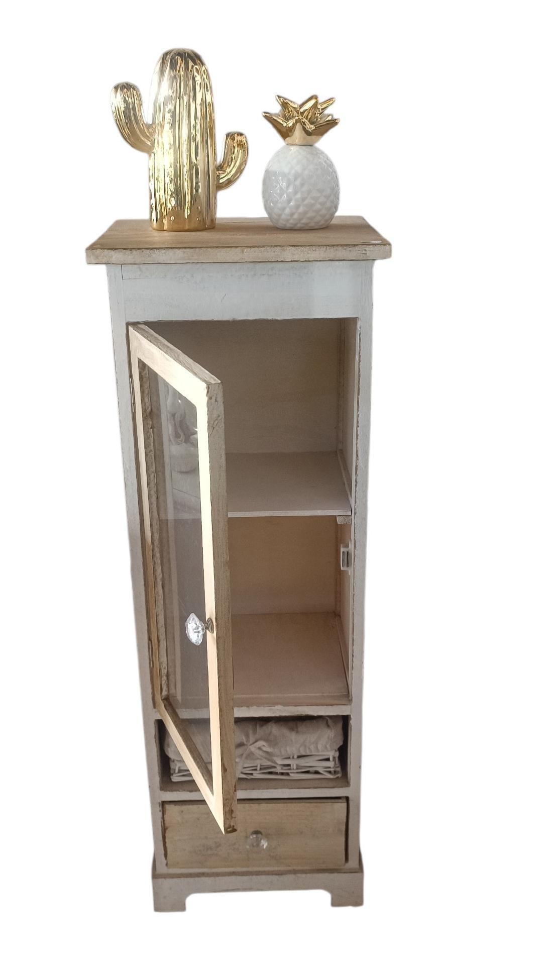 CABINET PEQUENO MADERA CON PUERTA CON VIDRIO Y DOS CAJONCITOS-2