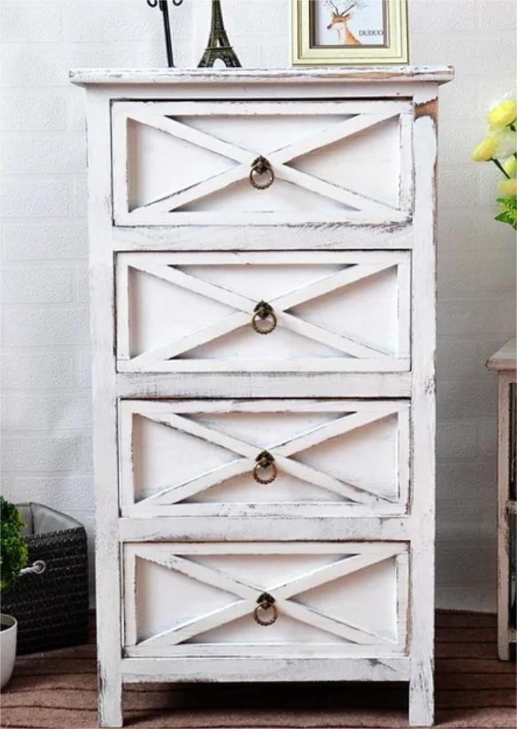 CAJONERA COMODA 4 CAJONES MADERA BLANCO-0