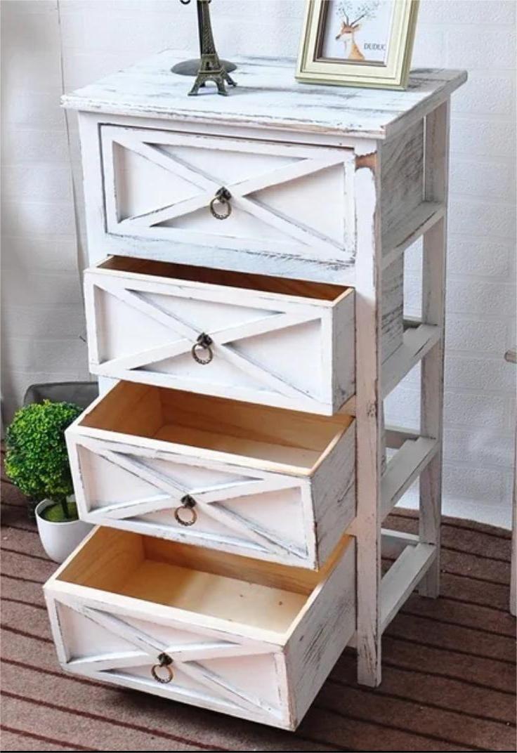 CAJONERA COMODA 4 CAJONES MADERA BLANCO-1