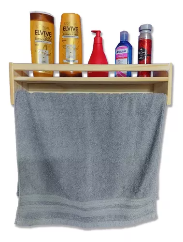 Toallero Moderno De Pared Con Estante Madera Pino-1