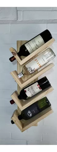 Vinoteca Cava Porta Vino Madera Pino 4 Botellas Inclinadas-2
