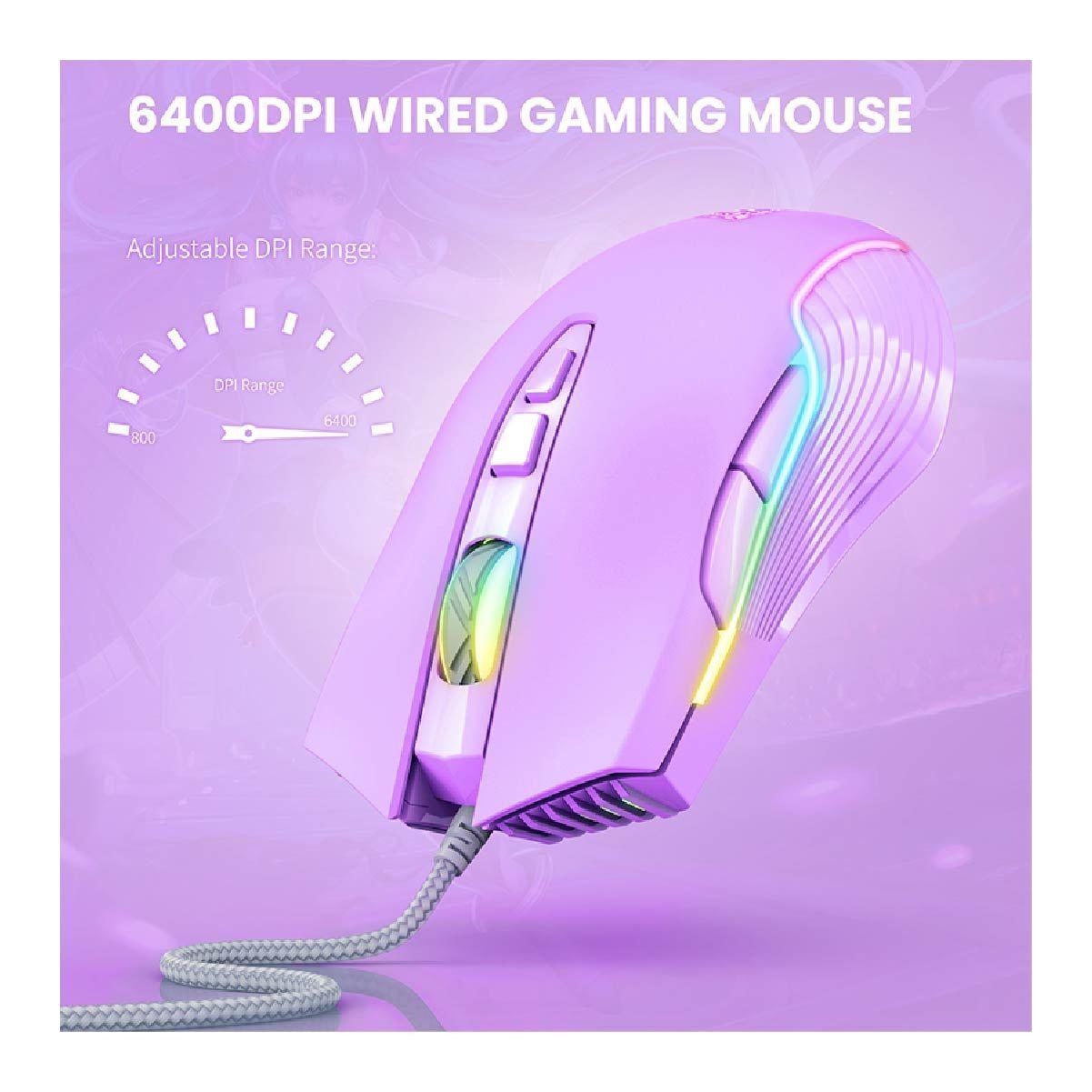 Mouse Gamer Onikuma CW905 Morado 6400 dpi-3