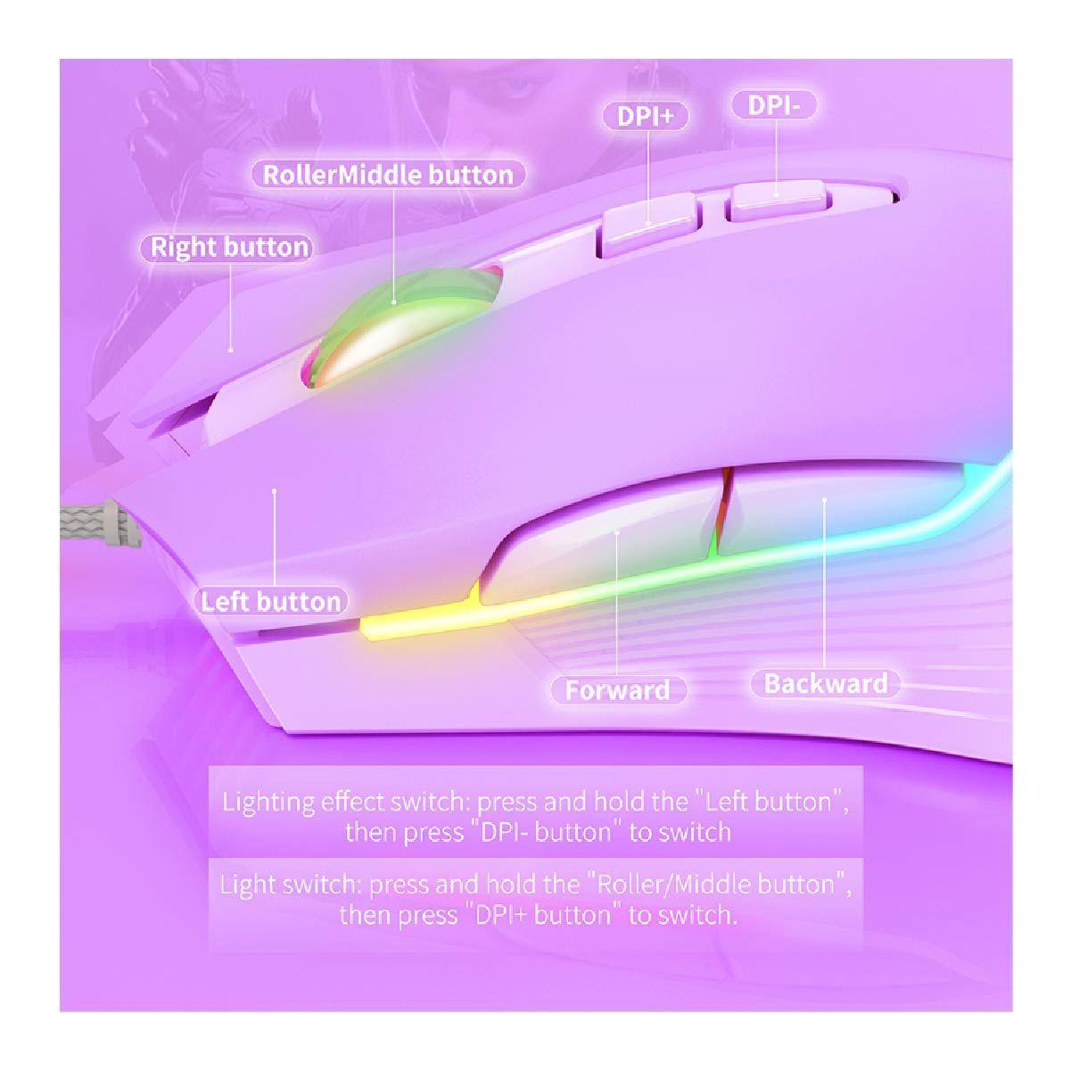 Mouse Gamer Onikuma CW905 Morado 6400 dpi-2
