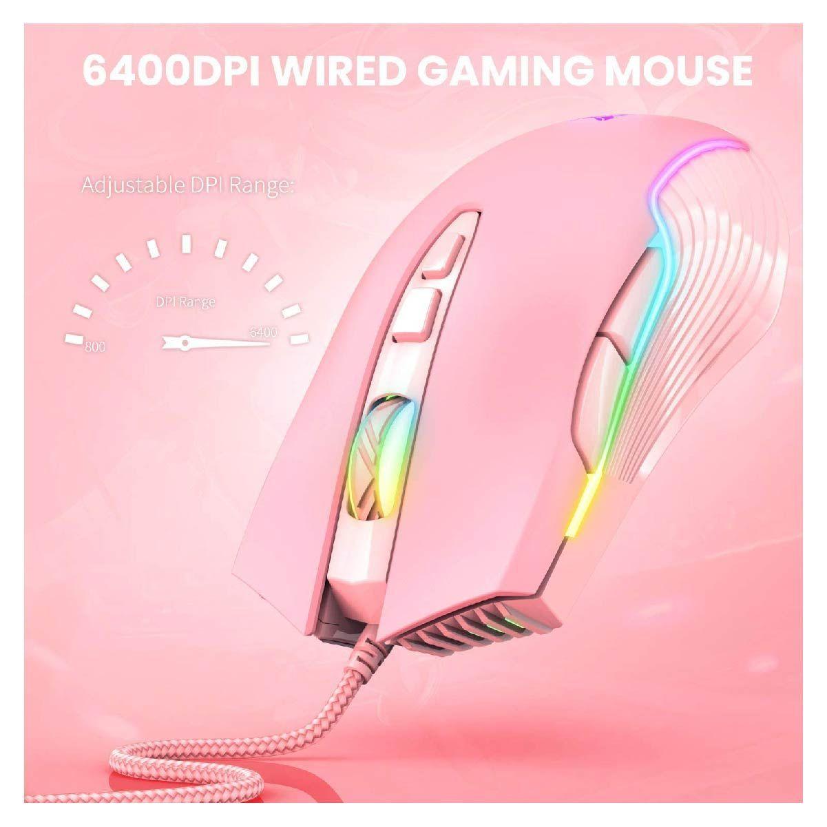 Mouse Gamer Onikuma CW905 Rosado 6400 dpi-6