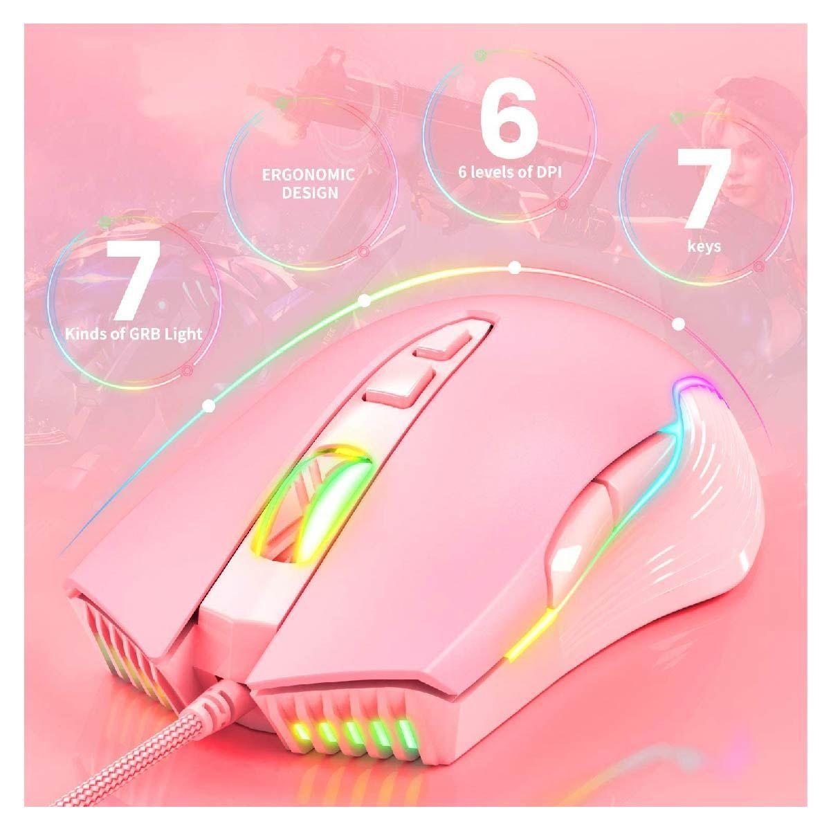 Mouse Gamer Onikuma CW905 Rosado 6400 dpi-3