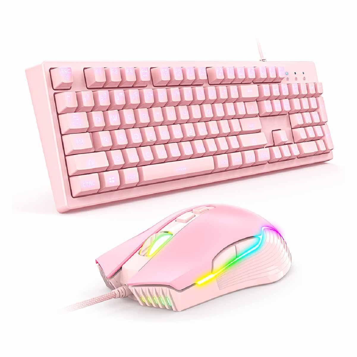 Set de Teclado y Mouse Gamer Onikuma Pink G25-0