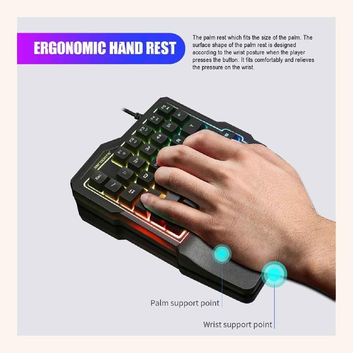 Teclado Gamer K7 Una Mano para Shooter LED RGB-2