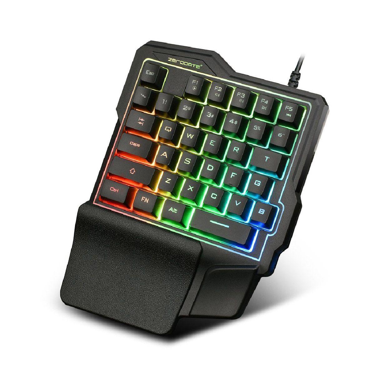 Teclado Gamer K7 Una Mano para Shooter LED RGB-0