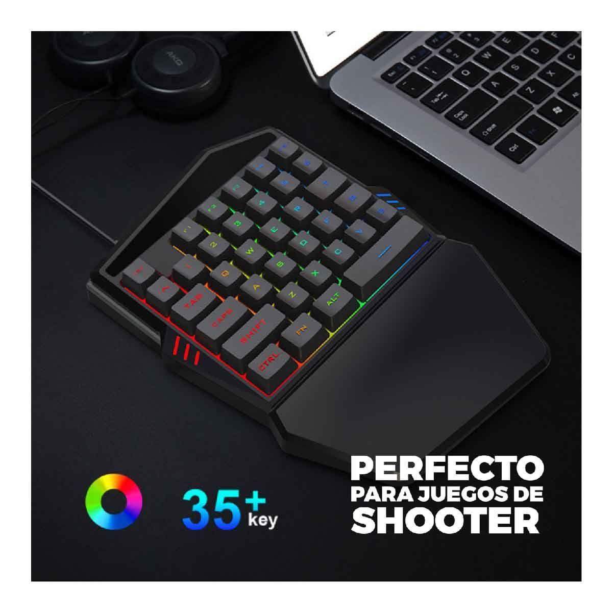 Teclado Gamer Inker Una Mano para Shooter LED RGB-3